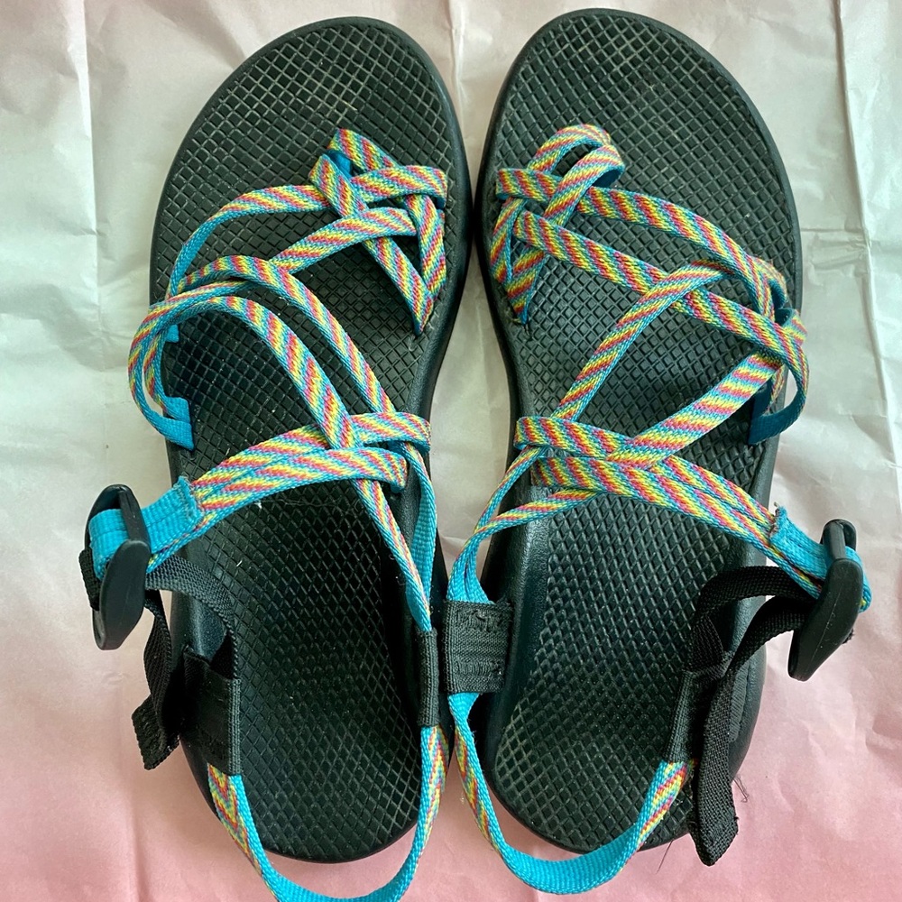 Rainbow Chaco sandals, size 9